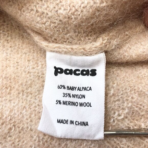 Pacas Womens Size Small Beige Alpaca Merino Wool Blend Cardigan Sweater - Picture 5 of 7